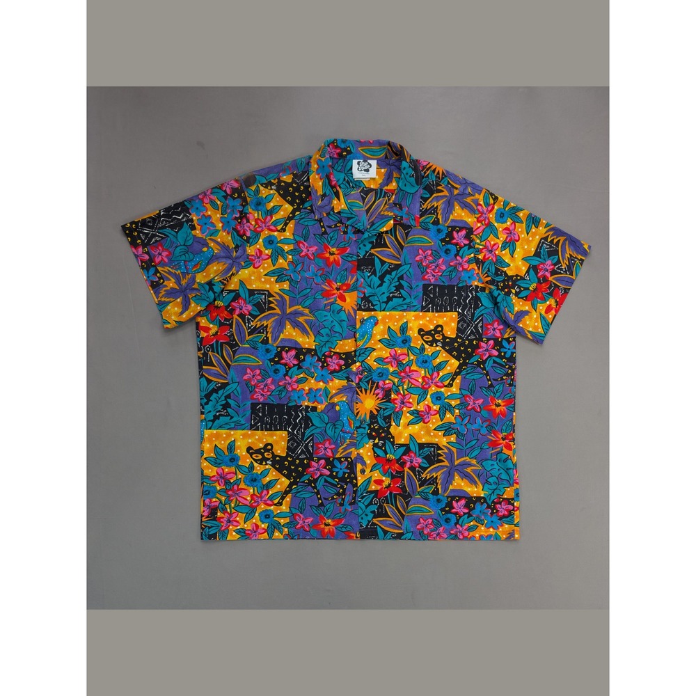 Hilo Hattie Hawaiian Shirt 2XL Tropical Floral Jungle Aloha Camp Shirt